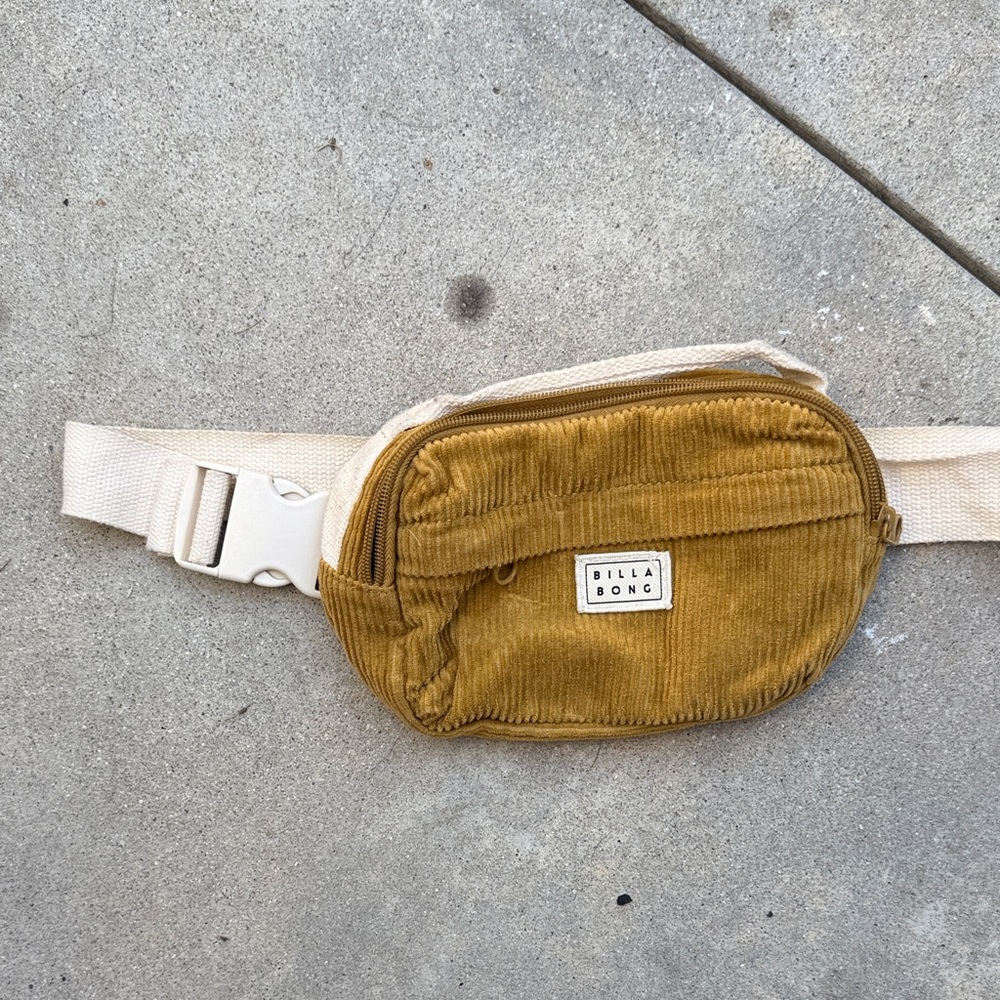 Billabong Corduroy Belt Bag in Tan and Cream